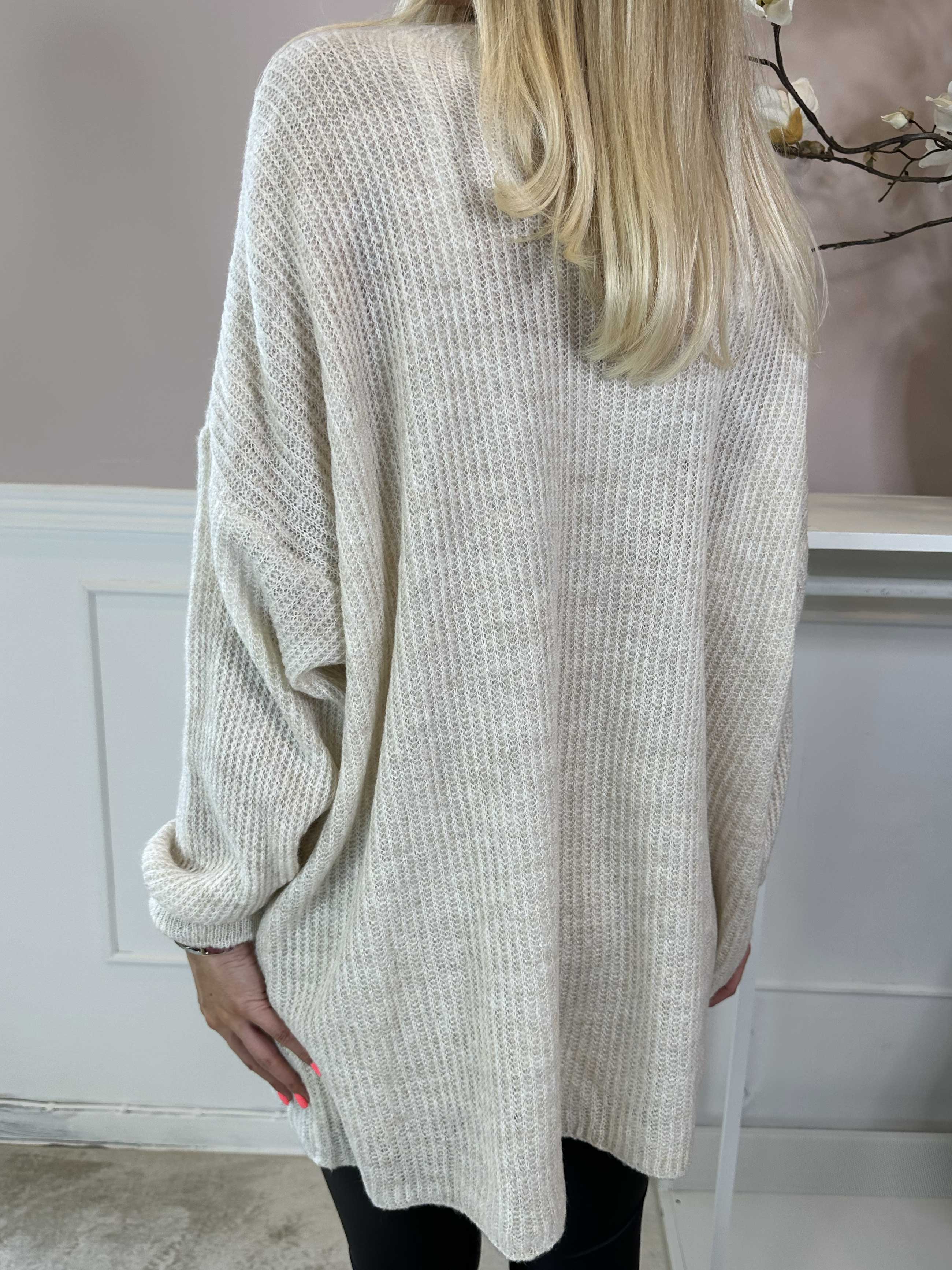 Dakota - Lang strikbluse med lommer